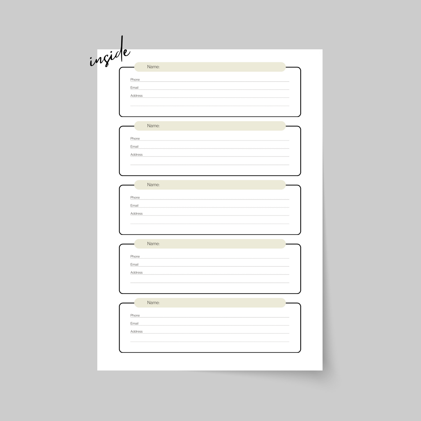IMPORTANT CONTACTS, HARDCOVER NOTEBOOK