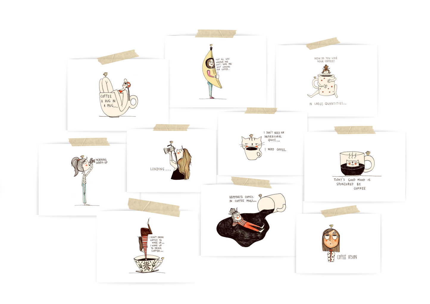 Vero Kiss Set of 10x Cards, Coffee