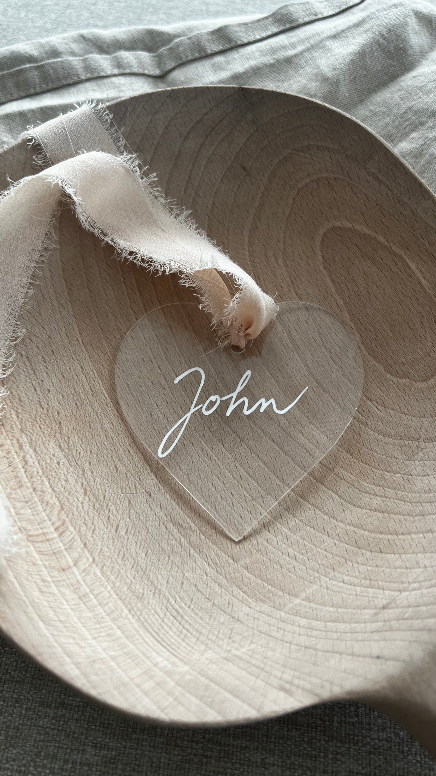 Personalised Acrylic Heart – with Ribbon