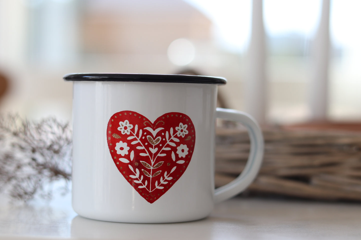 White Enamel Mug for Slow Living