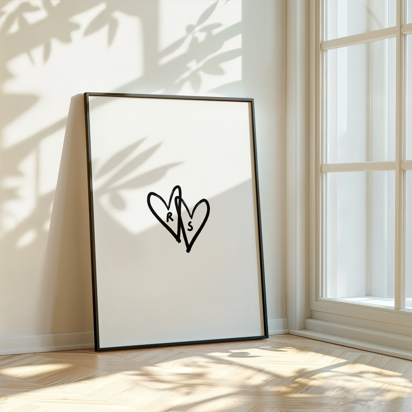 Personalises Heart & Monogram Print