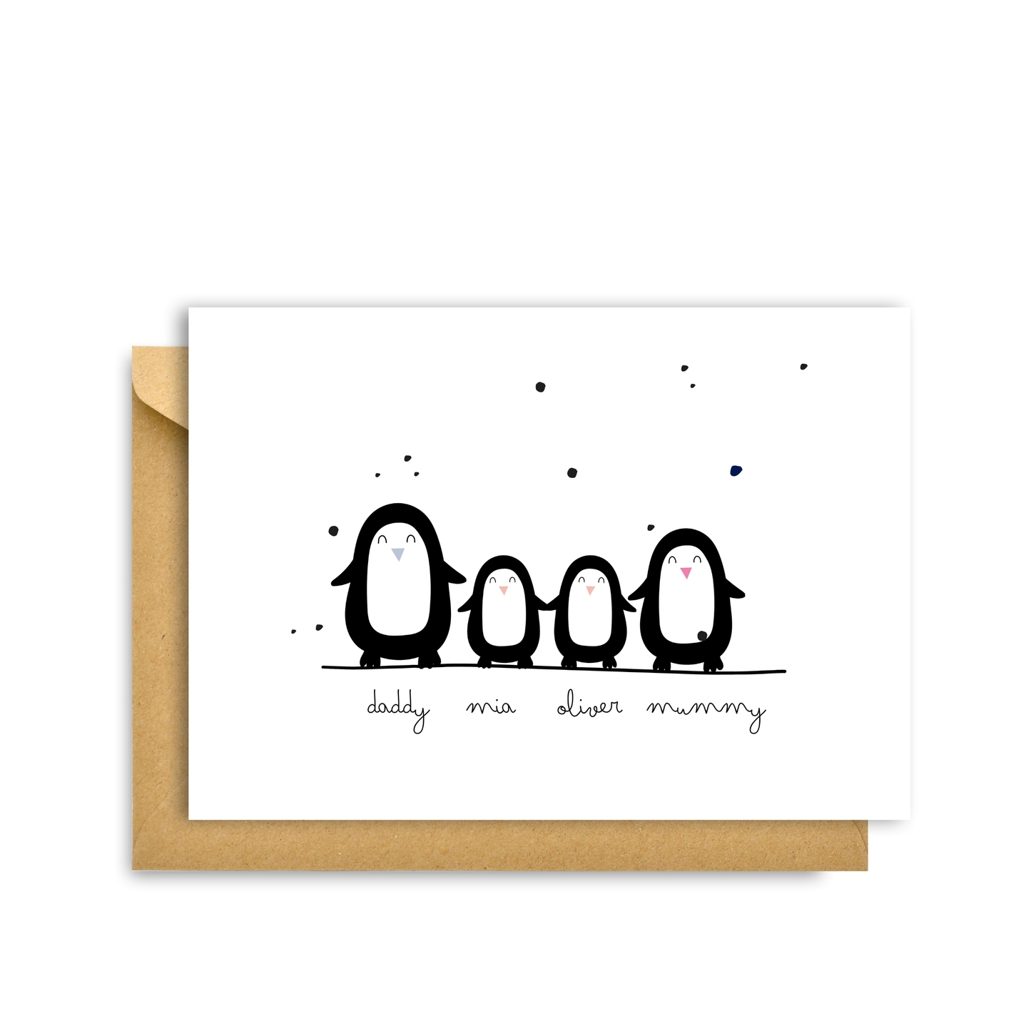 PERSONALISED PENGUIN FAMILY CARD