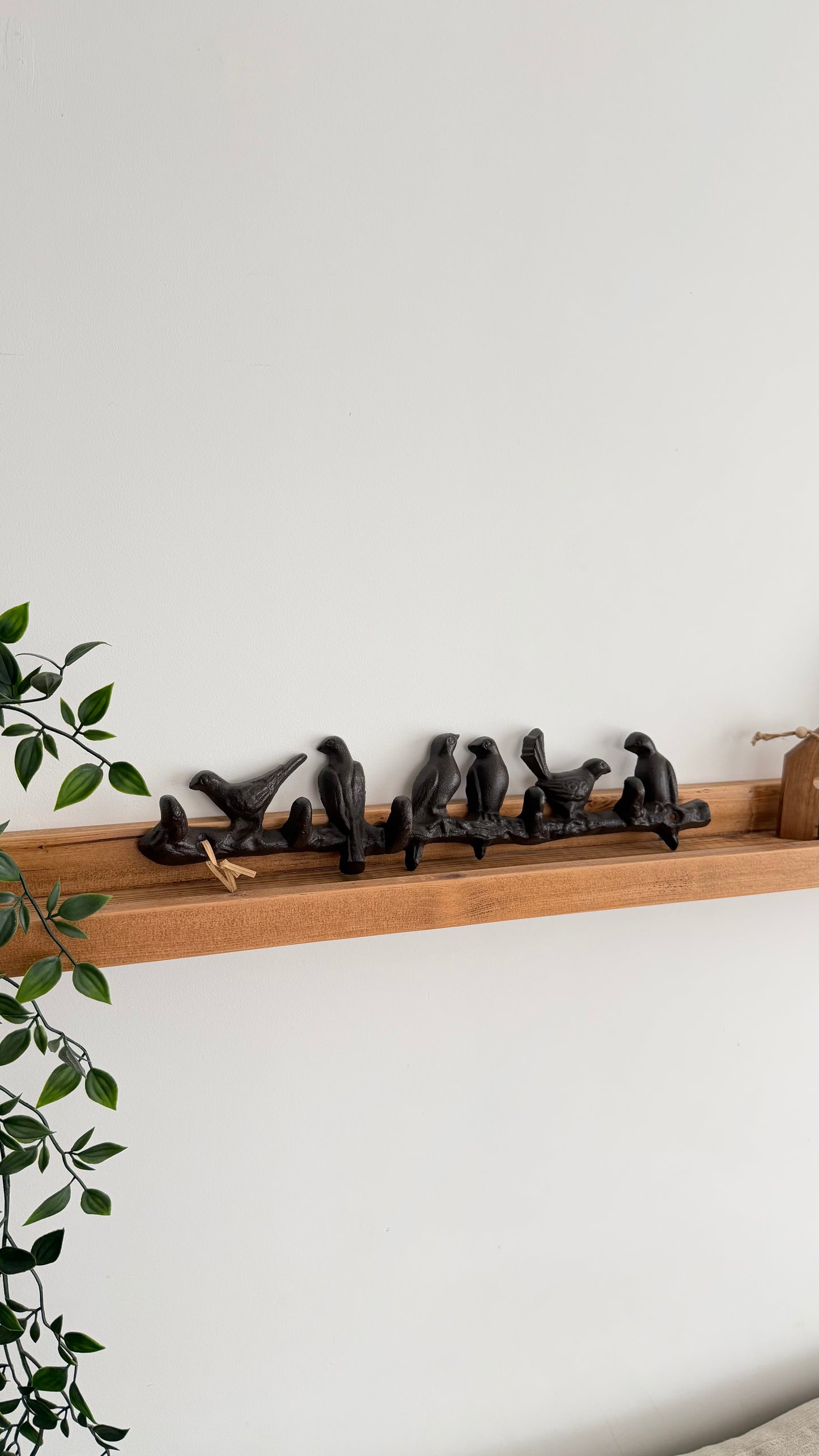 Rustic Cast Iron Double Hook with Birds
