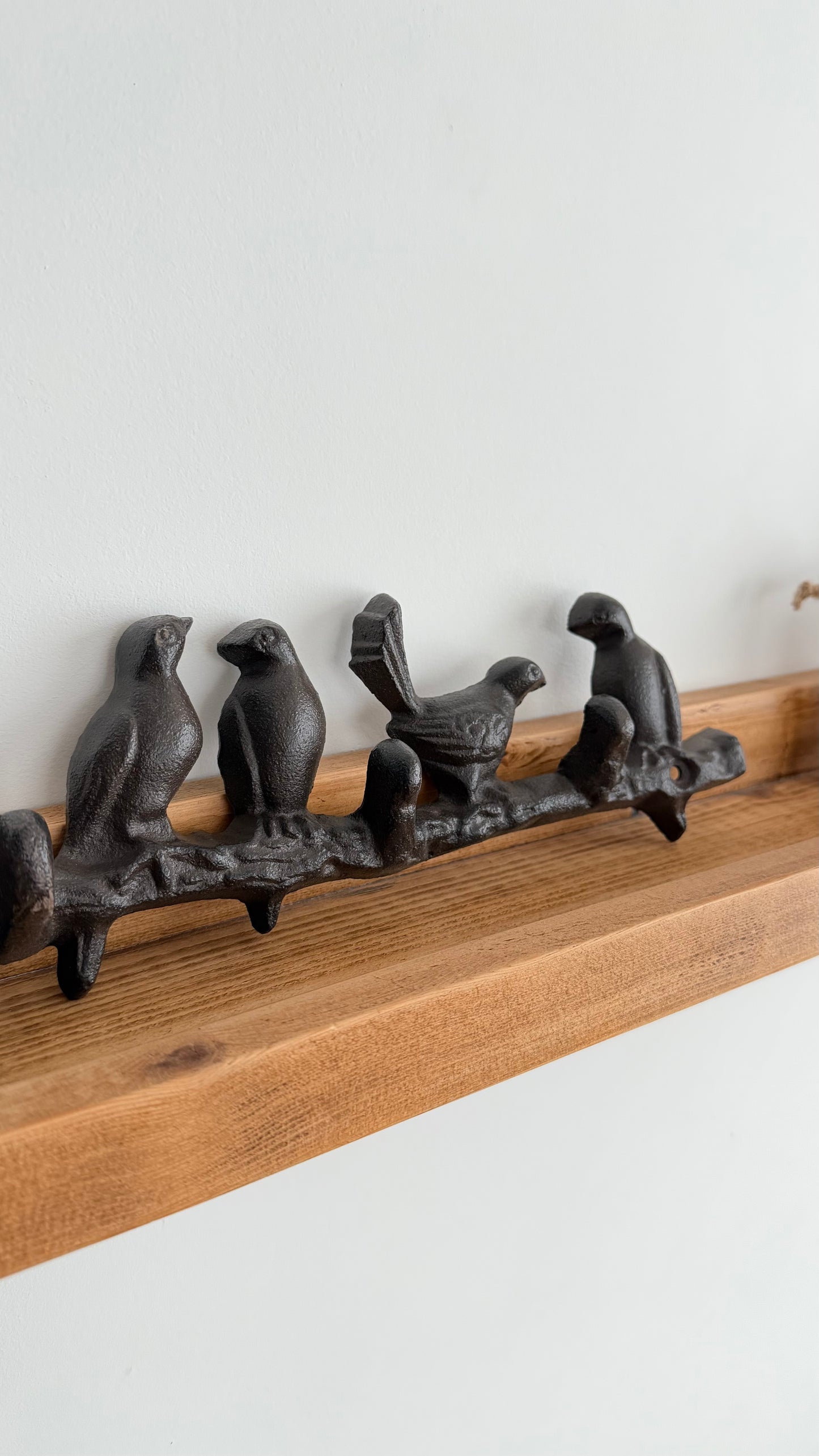 Rustic Cast Iron Double Hook with Birds