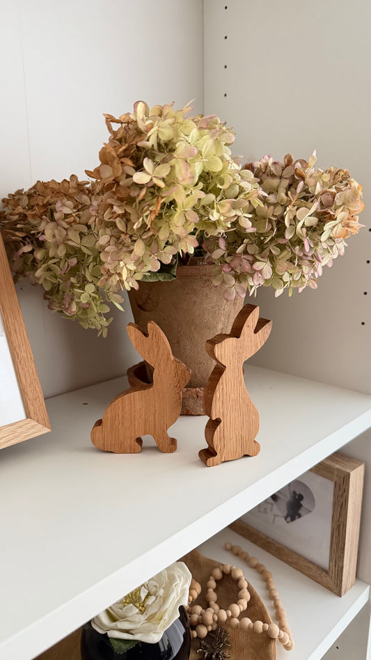 Oak Wood Bunny Easter Decor