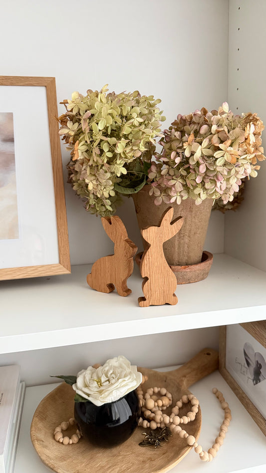 Oak Wood Bunny Easter Decor