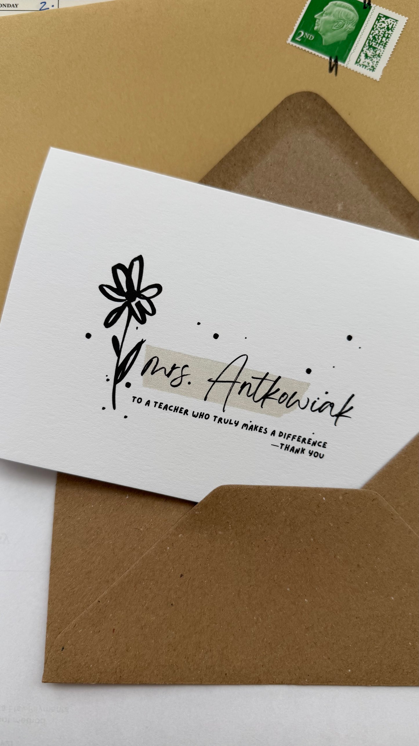 PERSONALISED TEACHER CARD