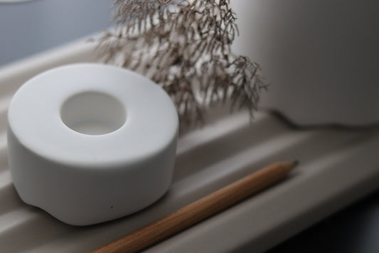 WAVE CERAMIC CANDLE HOLDER x2