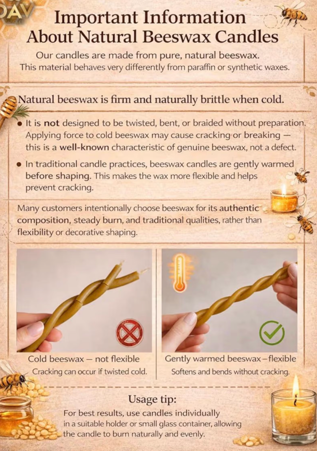 Beeswax Taper Candle