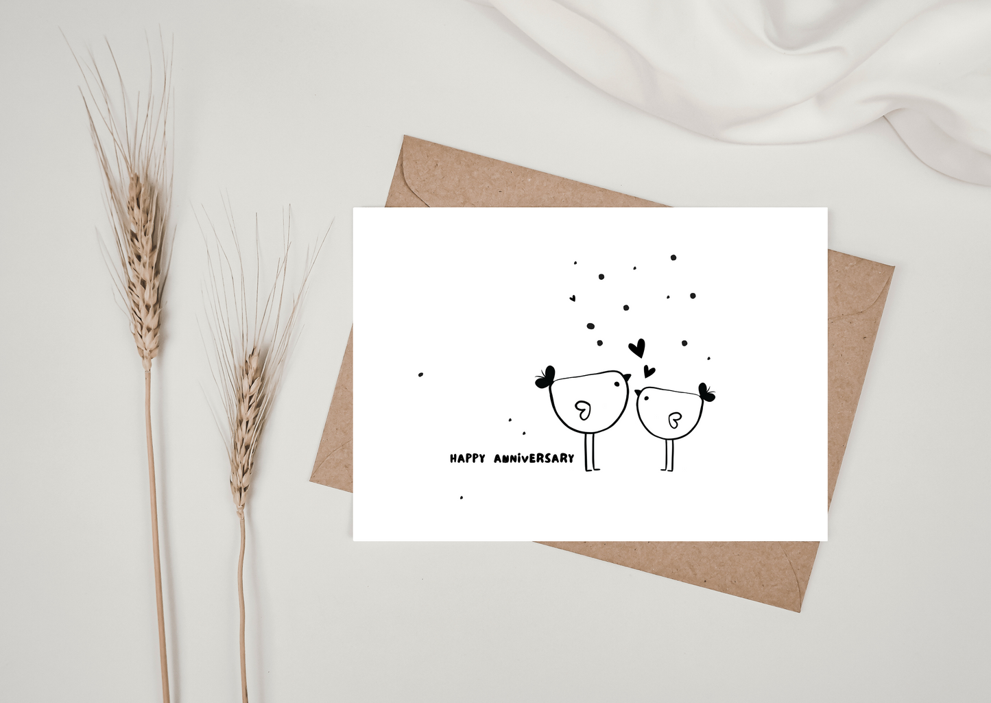 LOVE BIRDS HAPPY ANNIVERSARY CARD