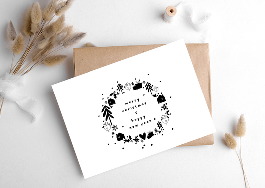 MERRY CHRISTMAS WREATH CARD